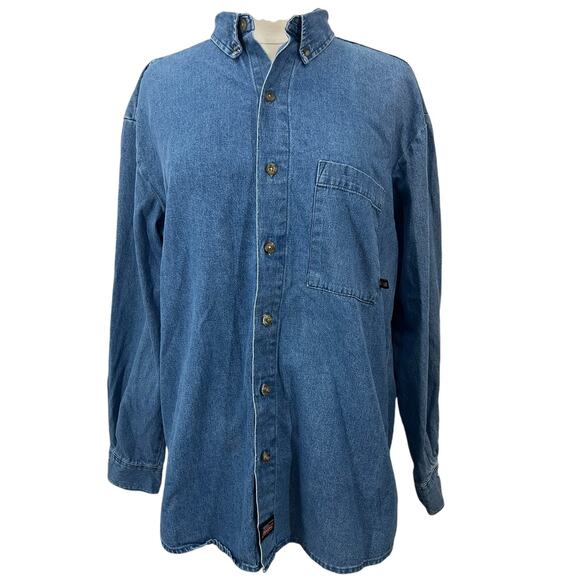 DICKIES Long Sleeve Denim Button Down Shirt SZ Men's Large - Picture 1 of 10